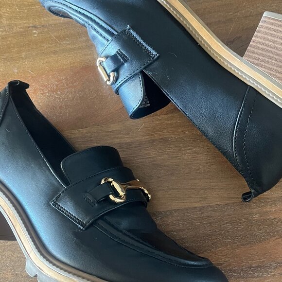 Women’s Time And Tru Memory Foam Platform Loafers Black & Tan Size 10 - Picture 8 of 10